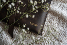 Leather Print Envelope can be personalized with gold embossing. 5mm font shown here.